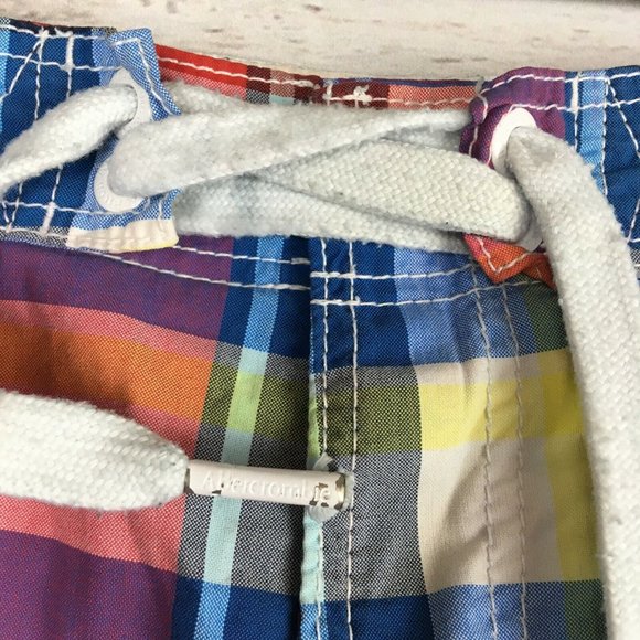 Abercrombie Fitch Mens Swim Shorts XS 29 to 30 Cotton Blend Rainbow Plaid Trunks - Picture 7 of 11